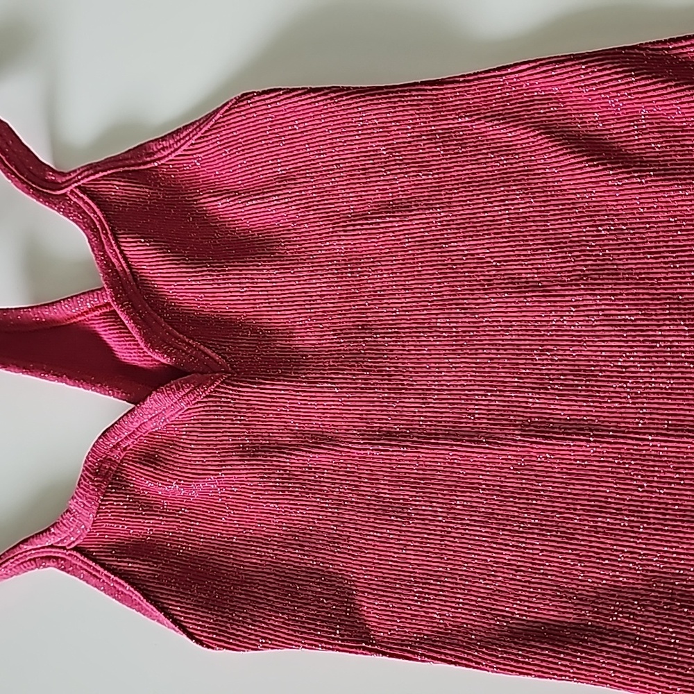 FREE PEOPLE | Happiness Runs Lurex Sweetheart Crop Tank Fushia with glitter - Picture 4 of 7